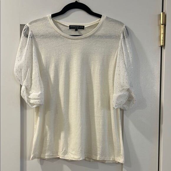 Generation Love Tops - Generation Love Cream Puff Sleeve Blouse, Size Medium